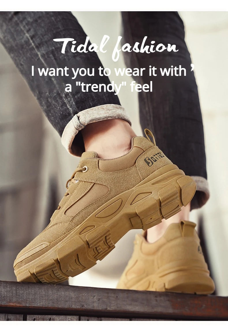 Hiking Shoes Sporty Simple Comfortable Men's Spring New Breathable Anti Slip Wear Breathable Fashionable Trendy Board Shoes