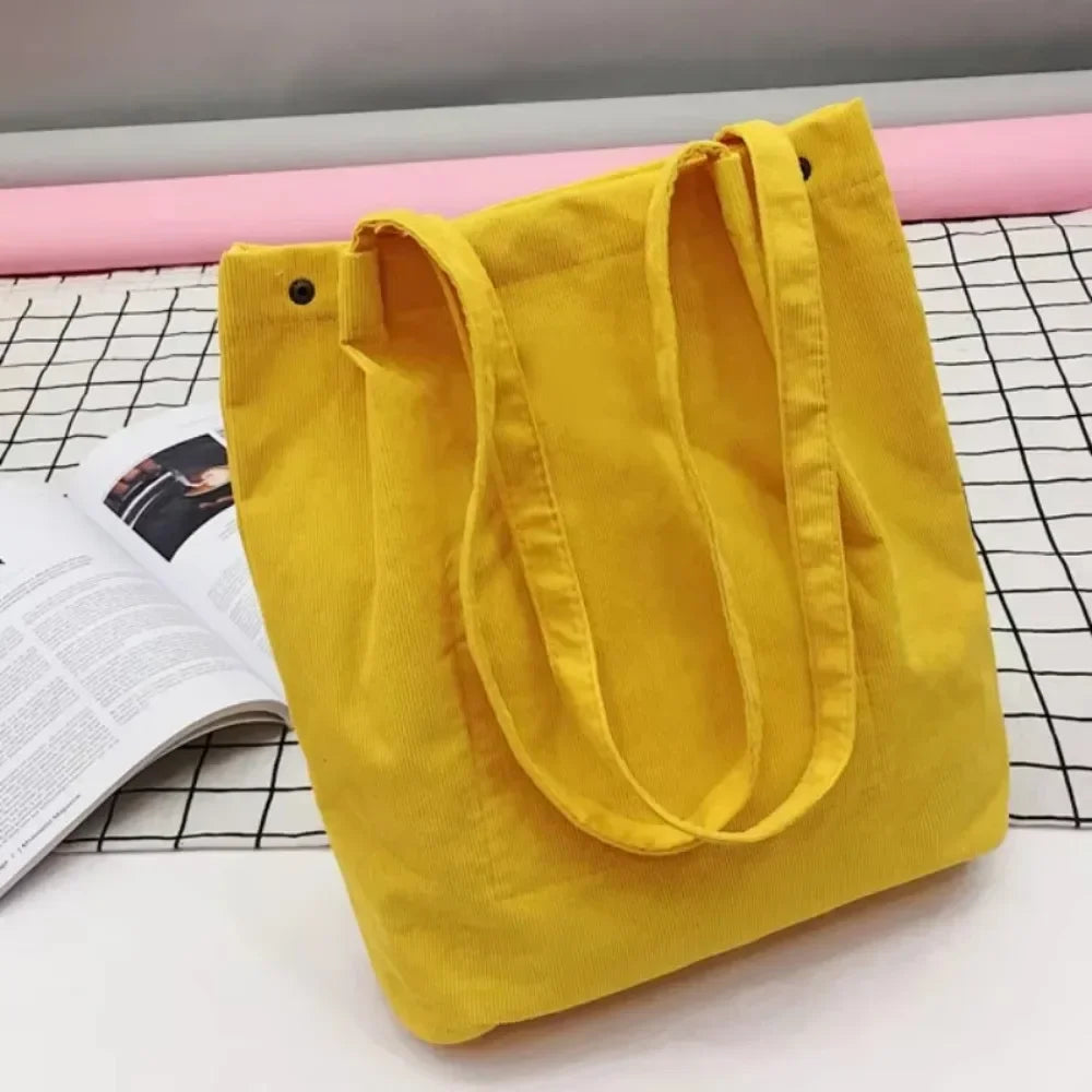 New Corduroy Shoulder Bag for Women Cotton Cloth Versatile Handbag Solid Color Eco Shopping bag 2023 Ladies Reusable Totes Bags