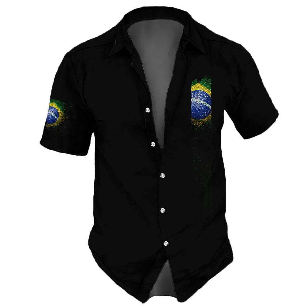 2023 New Brazil Flag Men'S Shirt 3d Print Casual Beach Party Hawaiian Shirts Man Streetwear Oversized Retro Shirts Tops Summer