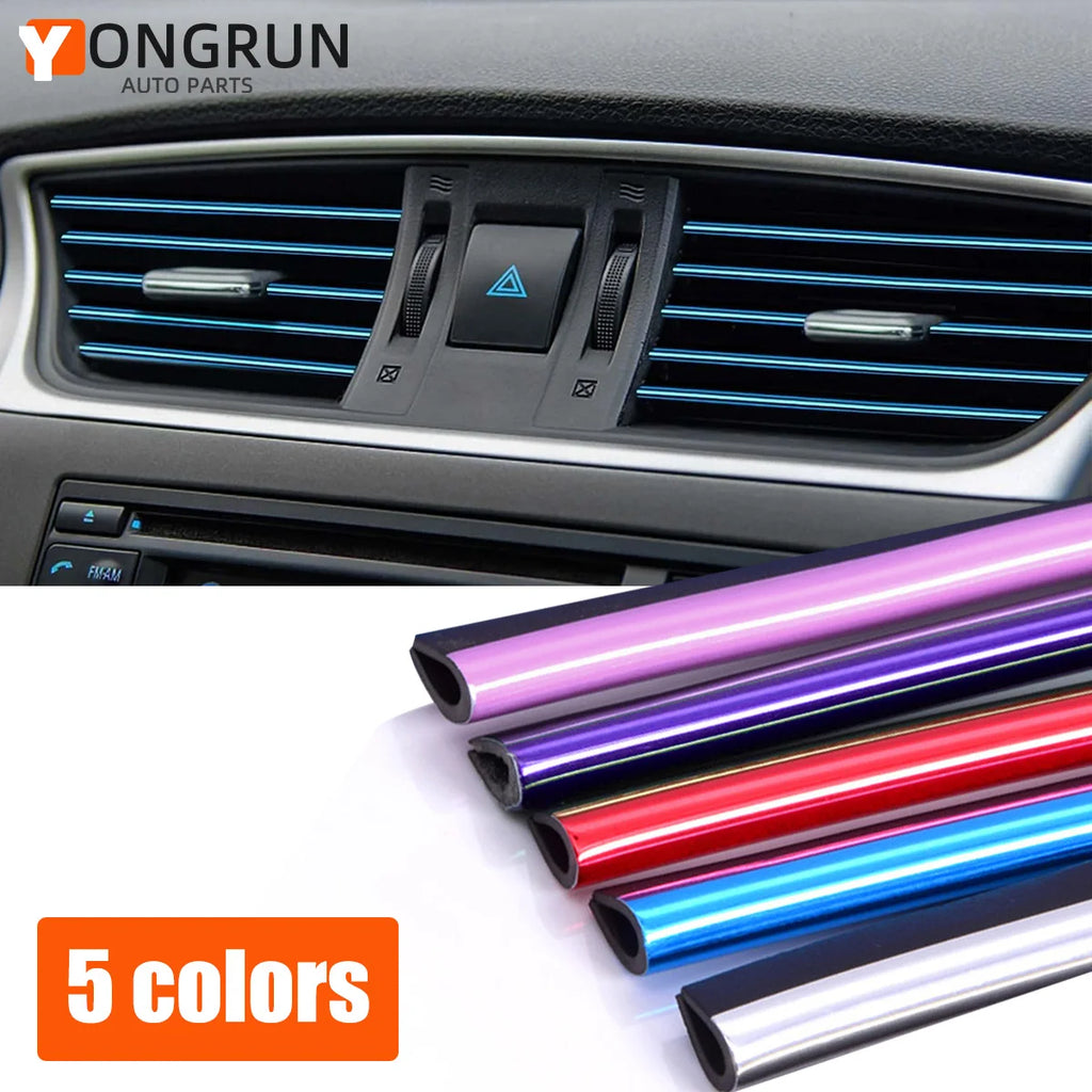 10PCS 20CM Car Air Outlet Decorative Strip Pvc Car Air Conditioning Vent Decorative Strip Interior Diy Bendable Decorative Strip