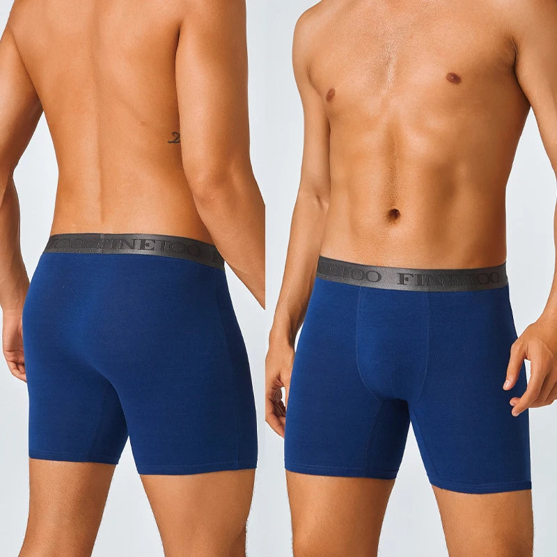 FINETOO 2pcs Cotton Long Boxers For Man Big Size Sports Fitness Pants Men Workout Tights Running Bottoming Shorts Panties S-XXL