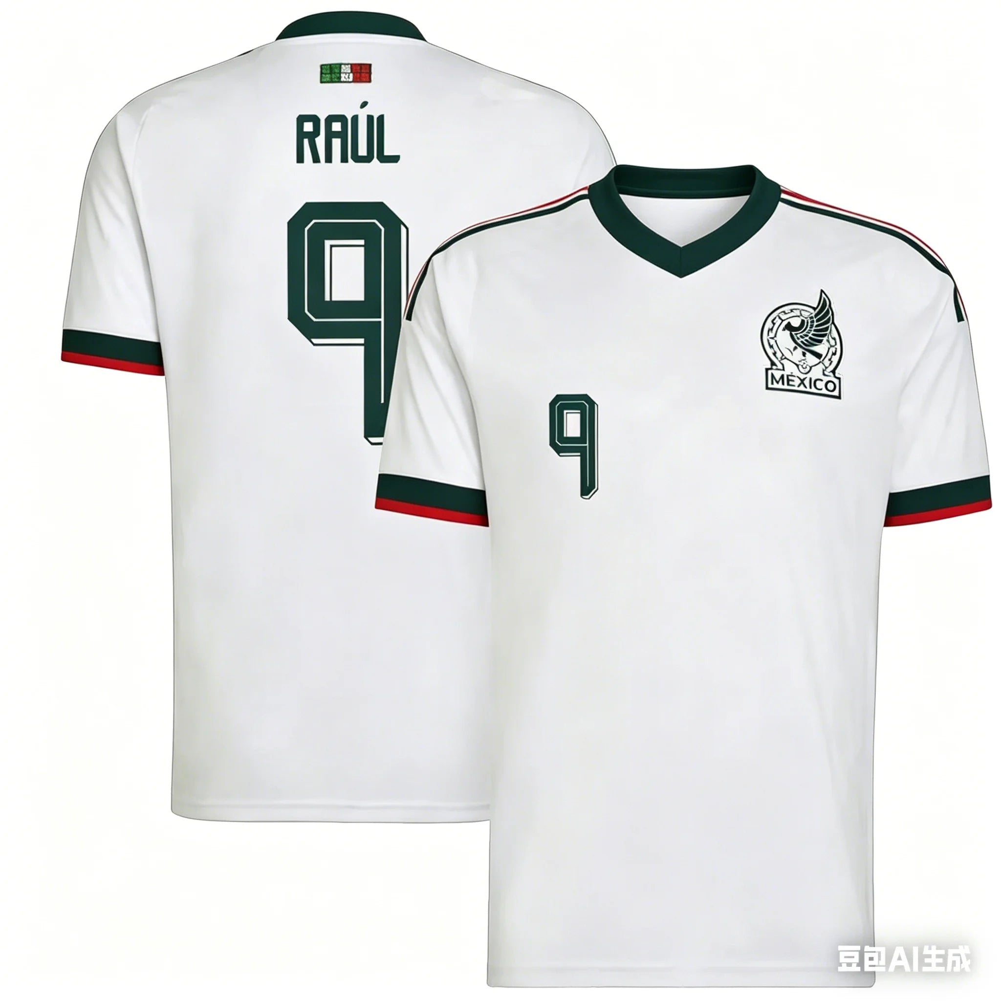 Classic Adult and Kids T-Shirt Retro Breathable Soccer Jersey Mexico Football Fan Raul No#9 Soccer Jersey for All Seasons