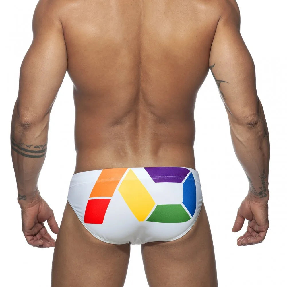 Men's Low Waist Printed Triangle Swimsuit Tight Tether Swimsuit Men's Cup Anti-Embarrassment Shorts BS417
