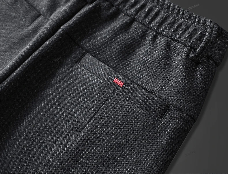 Winter Fleece Warm Men's Brushed Fabric Casual Pants Outdoors Business Thick Velvet Cotton Flocking PlushTrousers Male 28-38