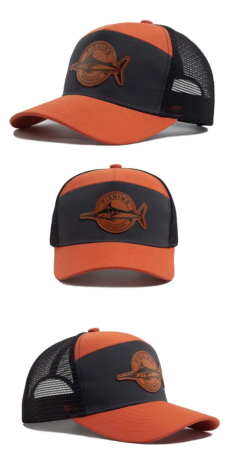 Summer Hot Sale Unisex Seven-Panel Style Trucker Hat Adjustable Baseball Cap Shark Pattern Patch Fishing Hat Mesh  Sports Dad Ha