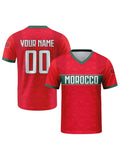 Custom Morocco Football Jersey Personalized with Name Number V-neck Soccer National Team Shirt for Men Youth Women