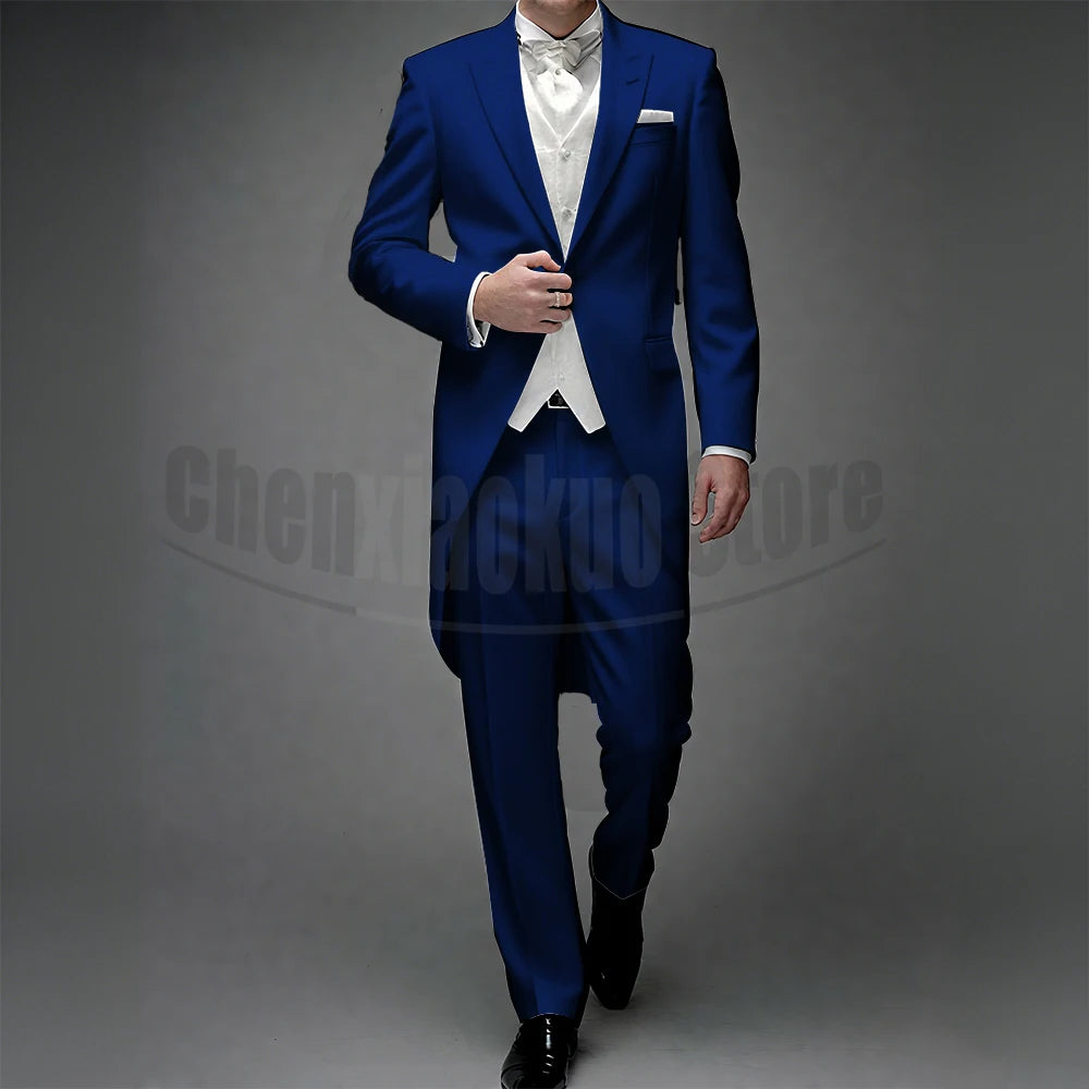 3 Piece Man Tailcoat for Formal Wedding Groomsmen Tuxedos 2025 Classic Peak Lapel One Button Solid Male Suit (Jacket+Pants+Vest)