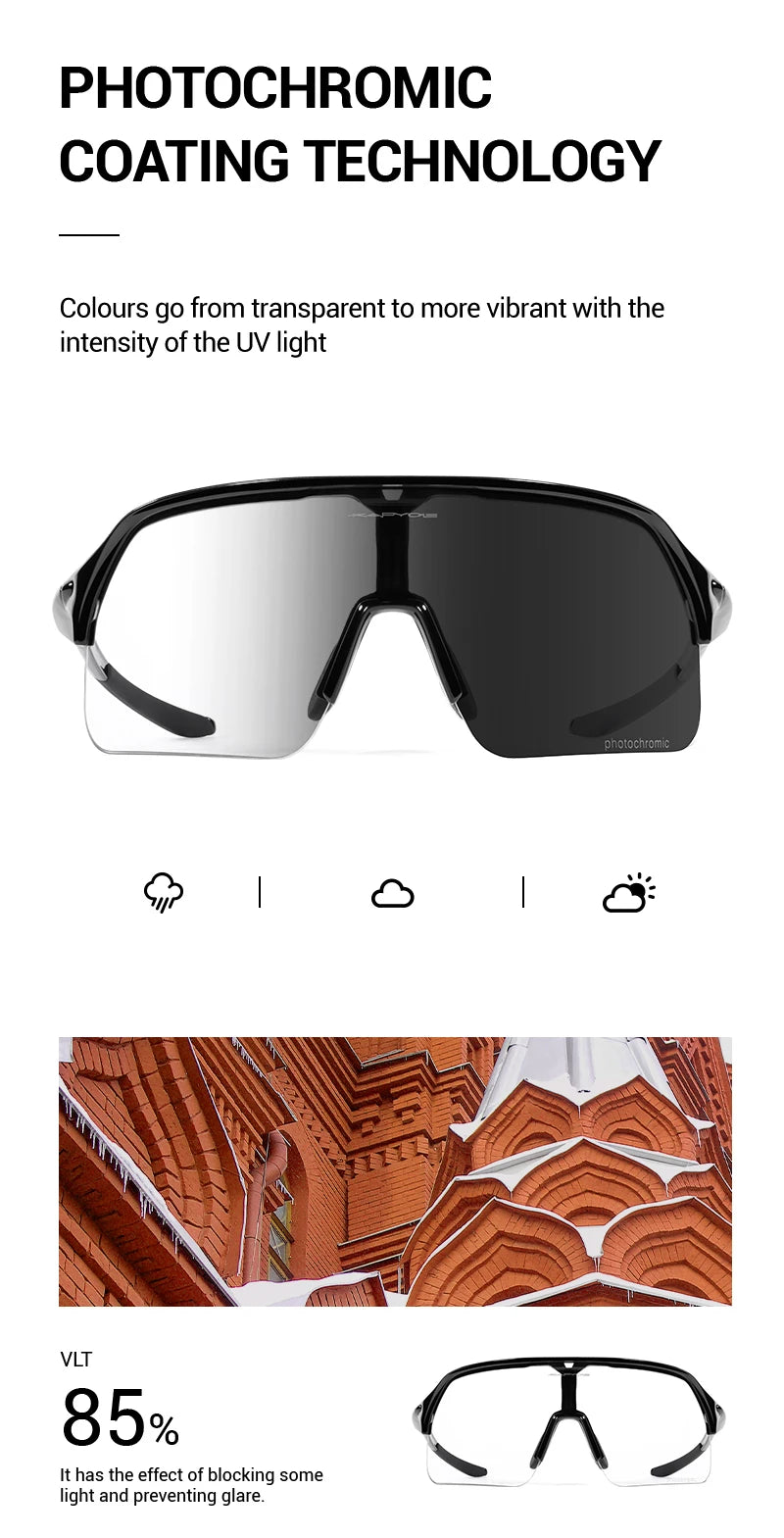 KAPVOE New Photochromic Hiking Eyewear Sunglasses Man Cycling Glasses Driving Bicycle Women MTB Bike Outdoor Sport UV400 Goggles