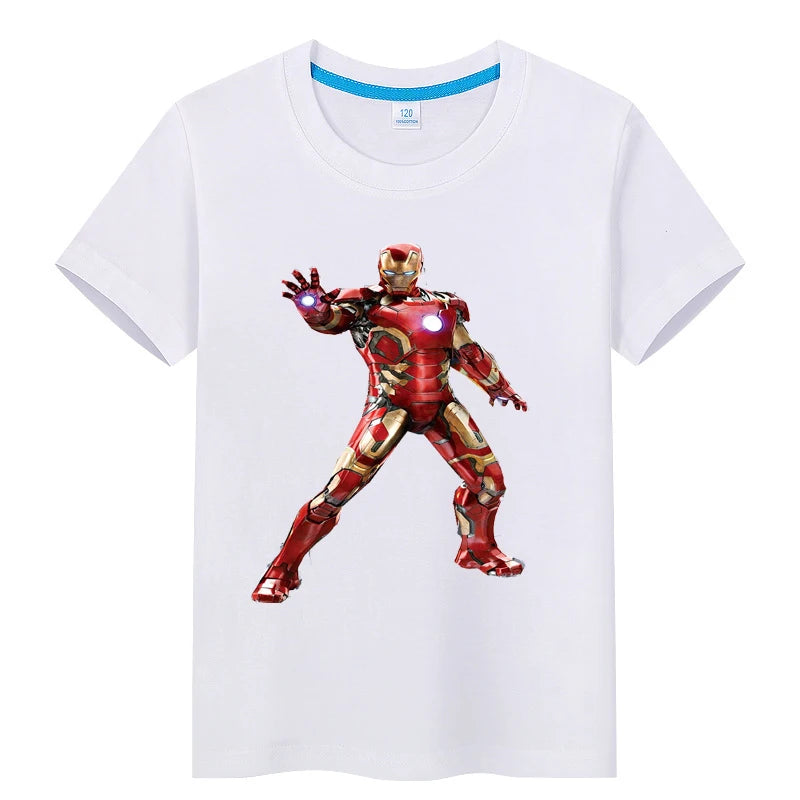 Kid's Iron Man Spider Man Retro T-shirt Printed Casual Harajuku Aesthetics Neutral Theme Superhero Fan Artwork Clothing