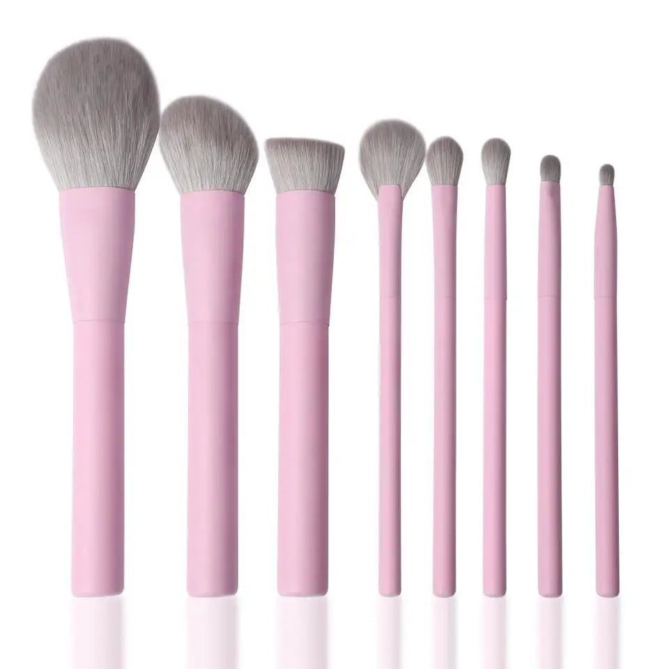 Purple Pink Makeup Brushes Set Synthetic Hair Vegan Brush 8 Pcs Beauty Tool For Foundation Eye Shadows Blending Powder Cosmetic