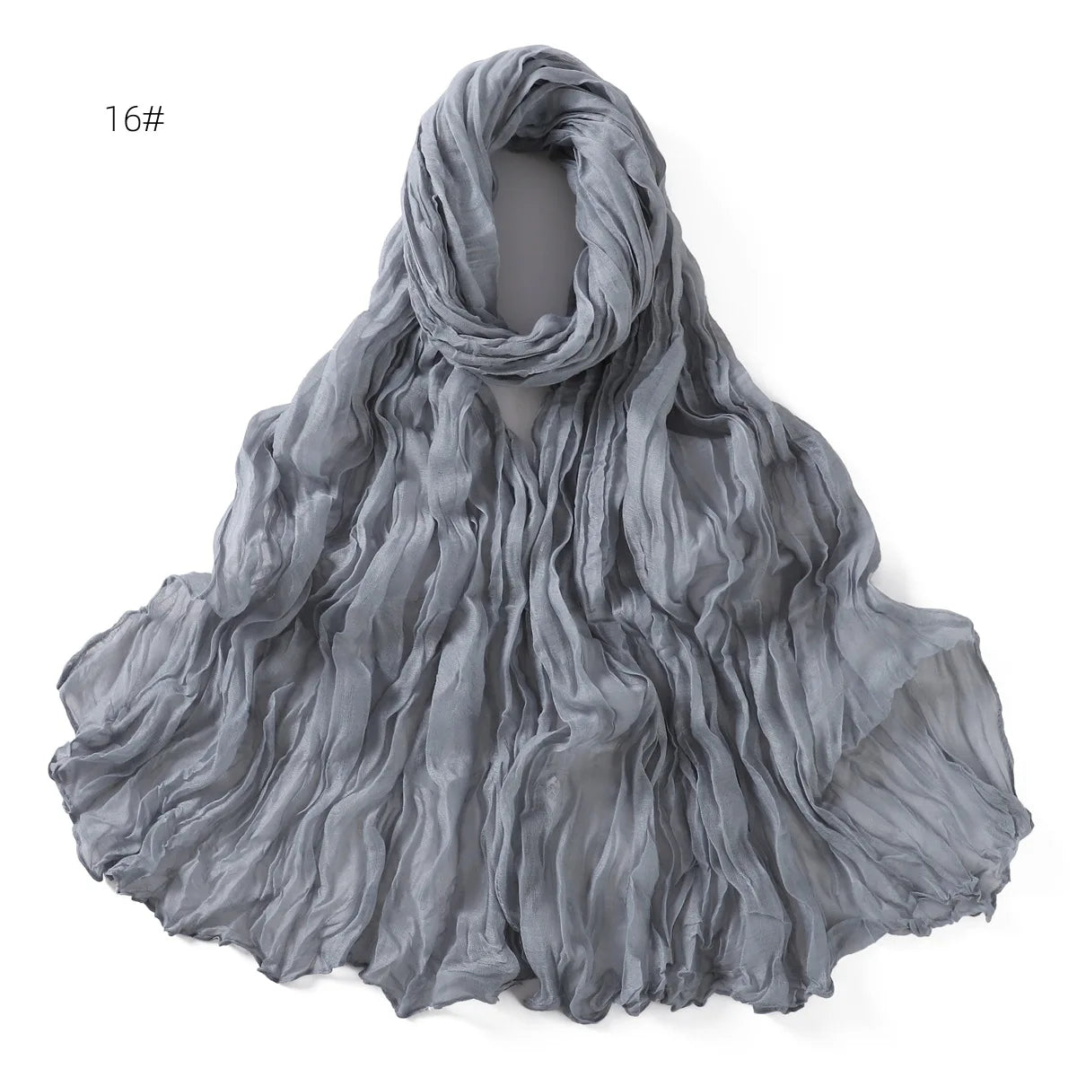 Crumpled Scarf For Women Girls Students Spring New Solid Color Cotton Voile Thin Scarves Soft Knitting Shawl Female Wrap Shawls