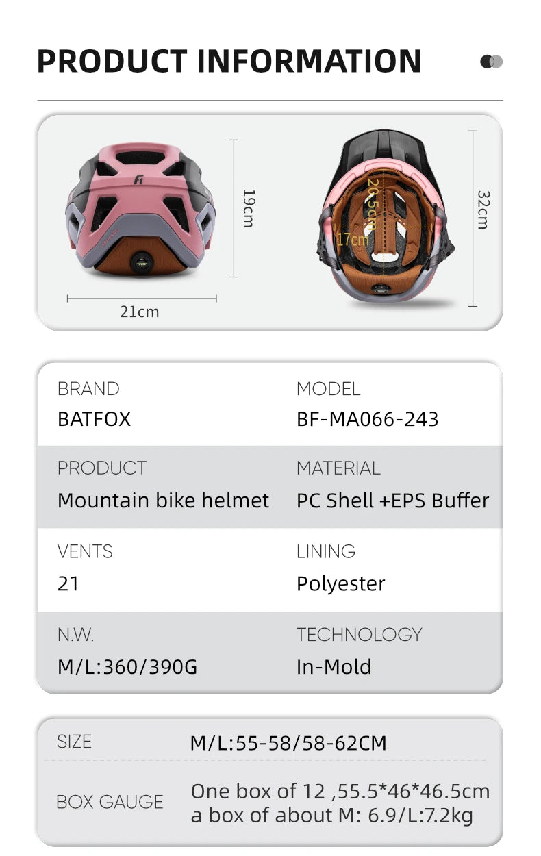 BATFOX 2025 New Mountain Bike Helmet Summer Colorful Cycling Helmet for Adults Youth Men and Women Speed Racing Bicycle Helmets
