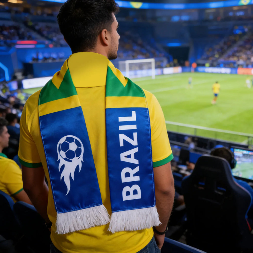 Brazil 2026 Soccer Fan Scarf Tassel National Football Sport Party Supplies Game Day Wear Football Accessories Scarf Soccer