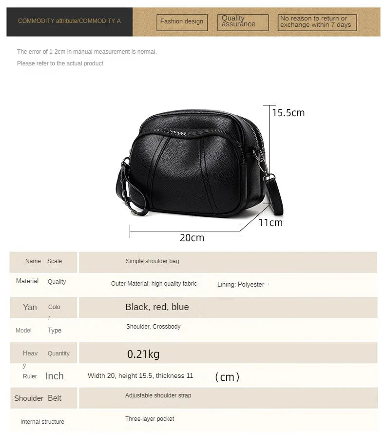 Solid Color Fashionable Rivet Zipper Women's Mobile Phone Bag Simple Soft Leather Shoulder Crossbody Small Square Bag Handbag