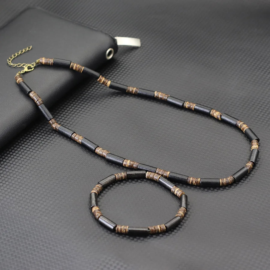 New 5 Styles 2Pcs/Set Natural Coconut Beads Necklace Men Meditation Healing Collar Cool Riding Neck Accessories Father Day Gift