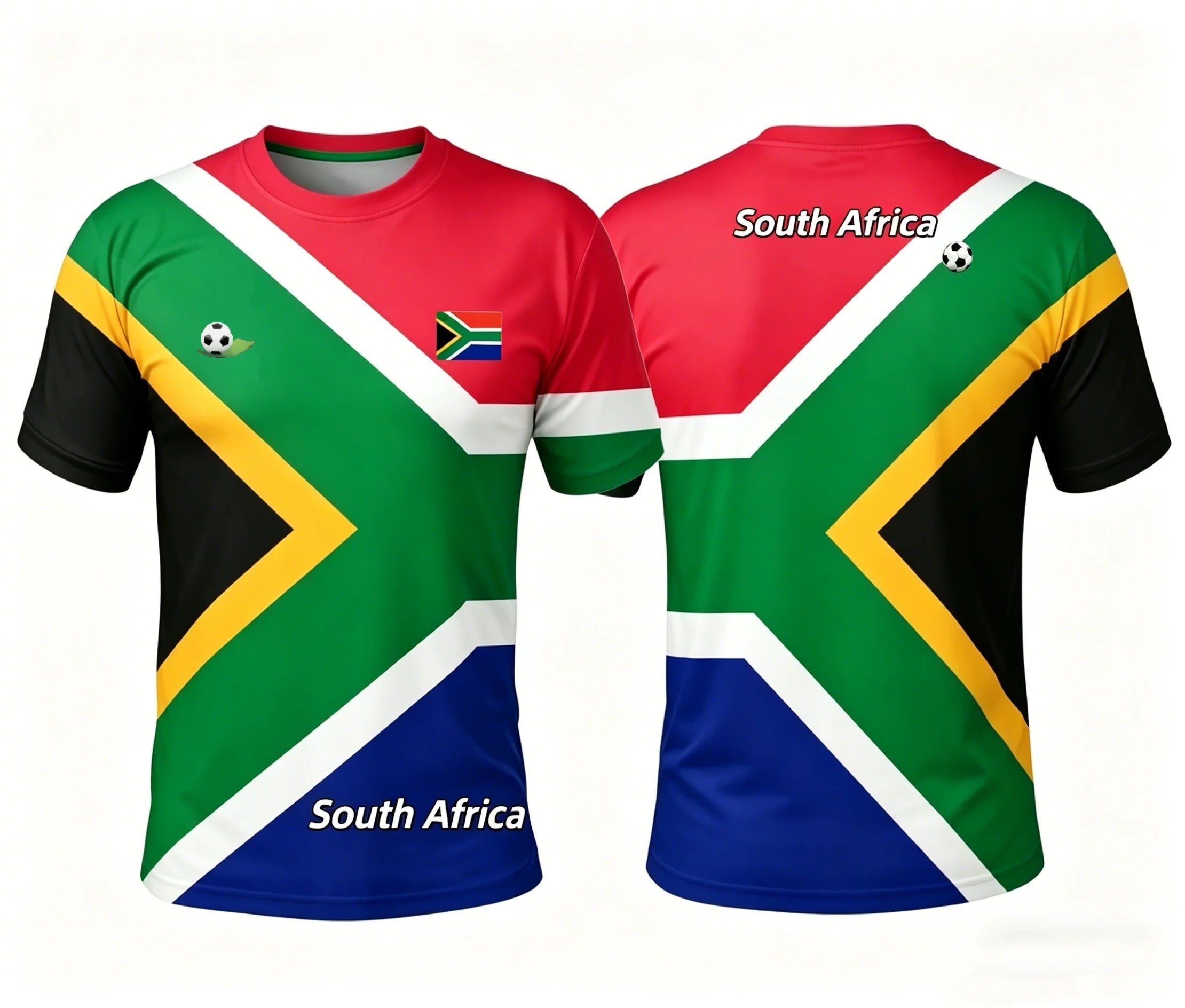 South Africa Football T Shirts Summer Fashion Short Sleeve South Africa Flag 3D Printed T-shirts Casual O Neck Loose Mens Tees
