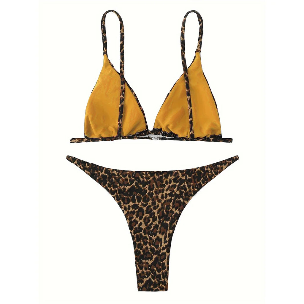 XS - L Sexy Leopard Brazilian Bikini Swimsuit Female Swimwear Women Two-pieces Bikini set Bather Bathing Suit Swim Wear V1149