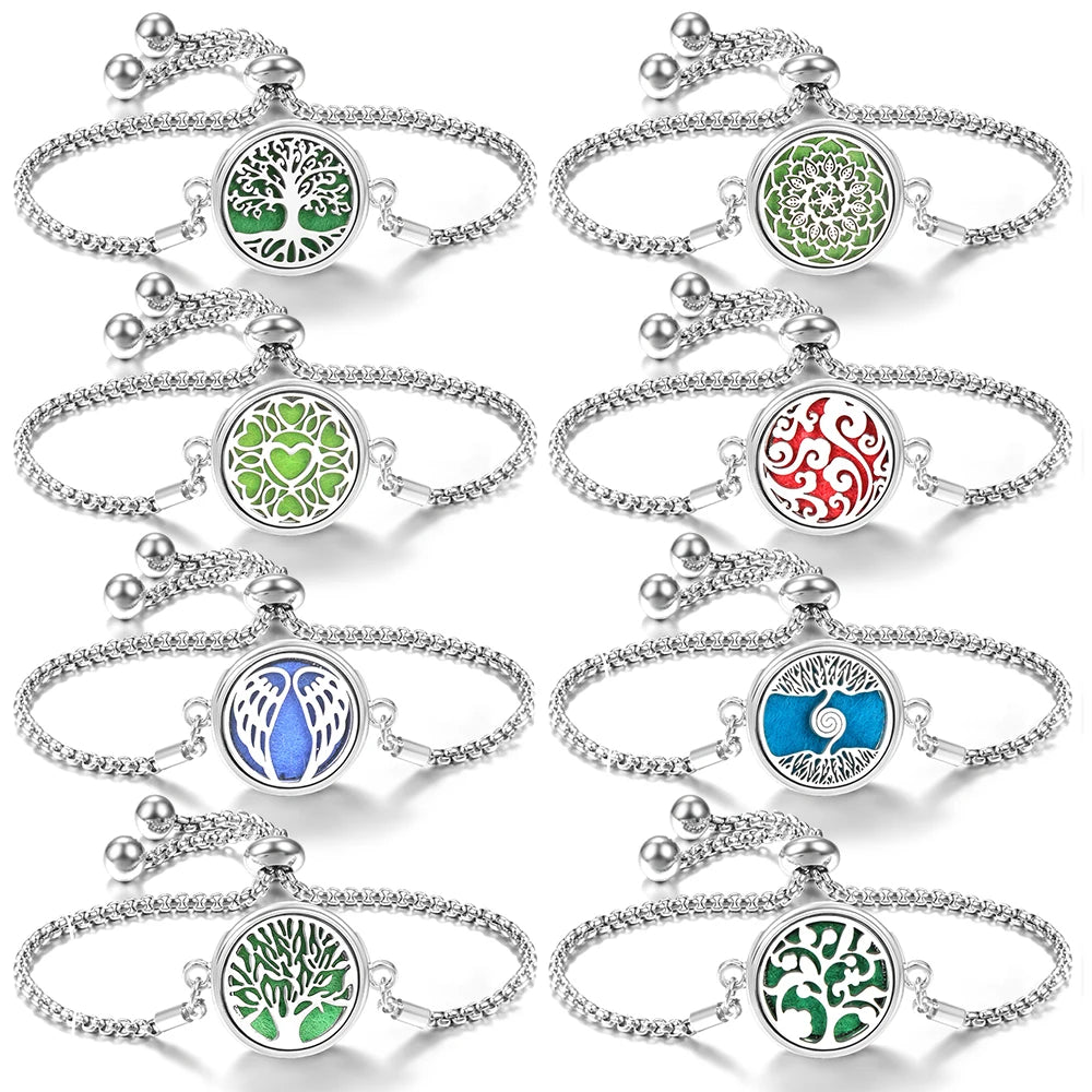 Trendy 20mm Butterfly Insert Pad Aromatherapy Bracelet Stainless Steel Women Essential Oil Diffuser Bangle Support Custom Logo