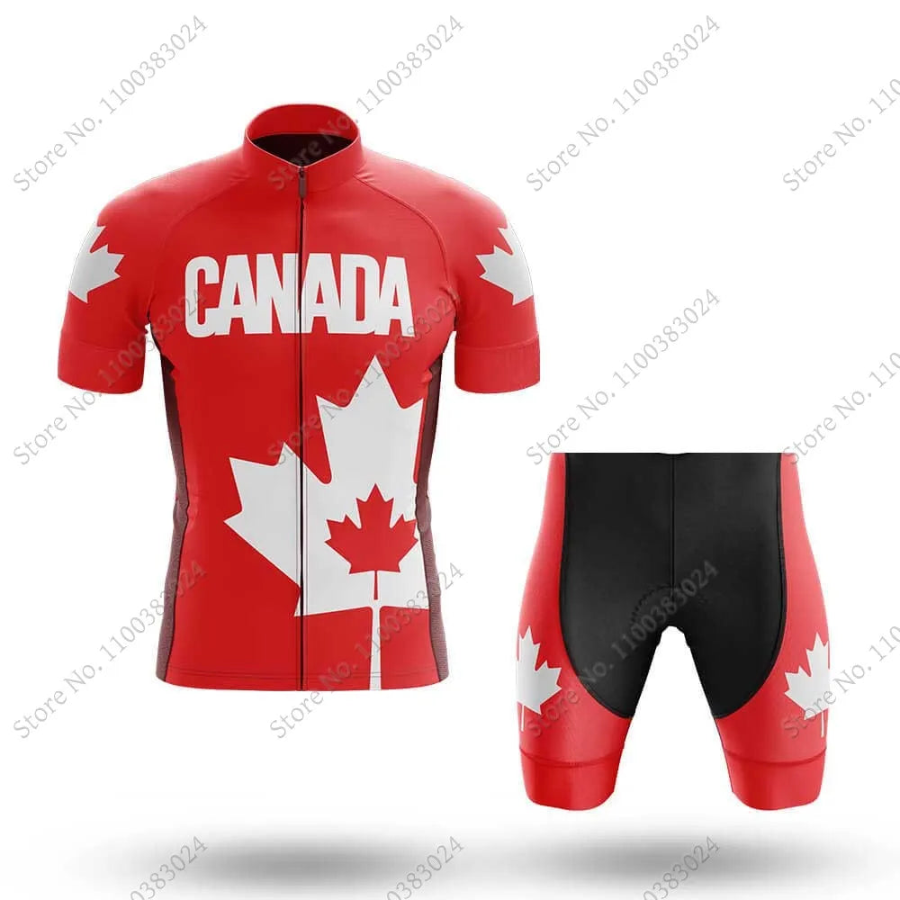 2024 Canada National Team Cycling Jersey Set Summer Maple Leaf Clothing Road Bike Shirts Suit Bicycle bib Shorts MTB Ropa