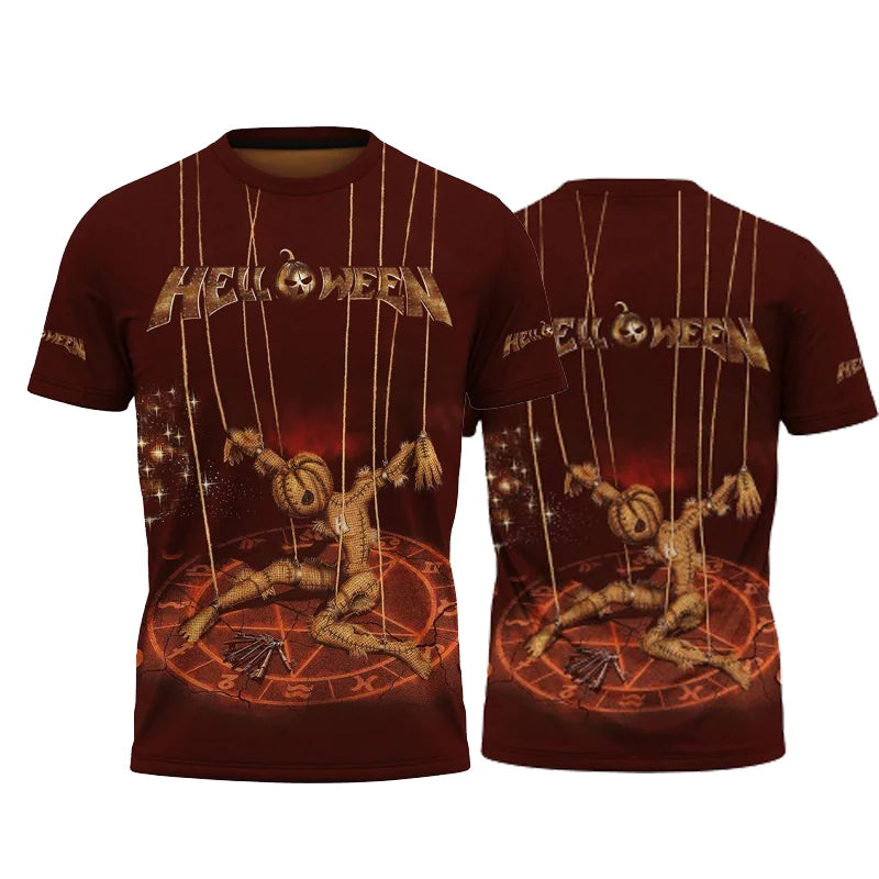 Rock Helloween 3D Print T-Shirts Streetwear Men Fashion Harajuku Casual Oversized O-Neck Short Sleeved T Shirt Tee Tops Clothing