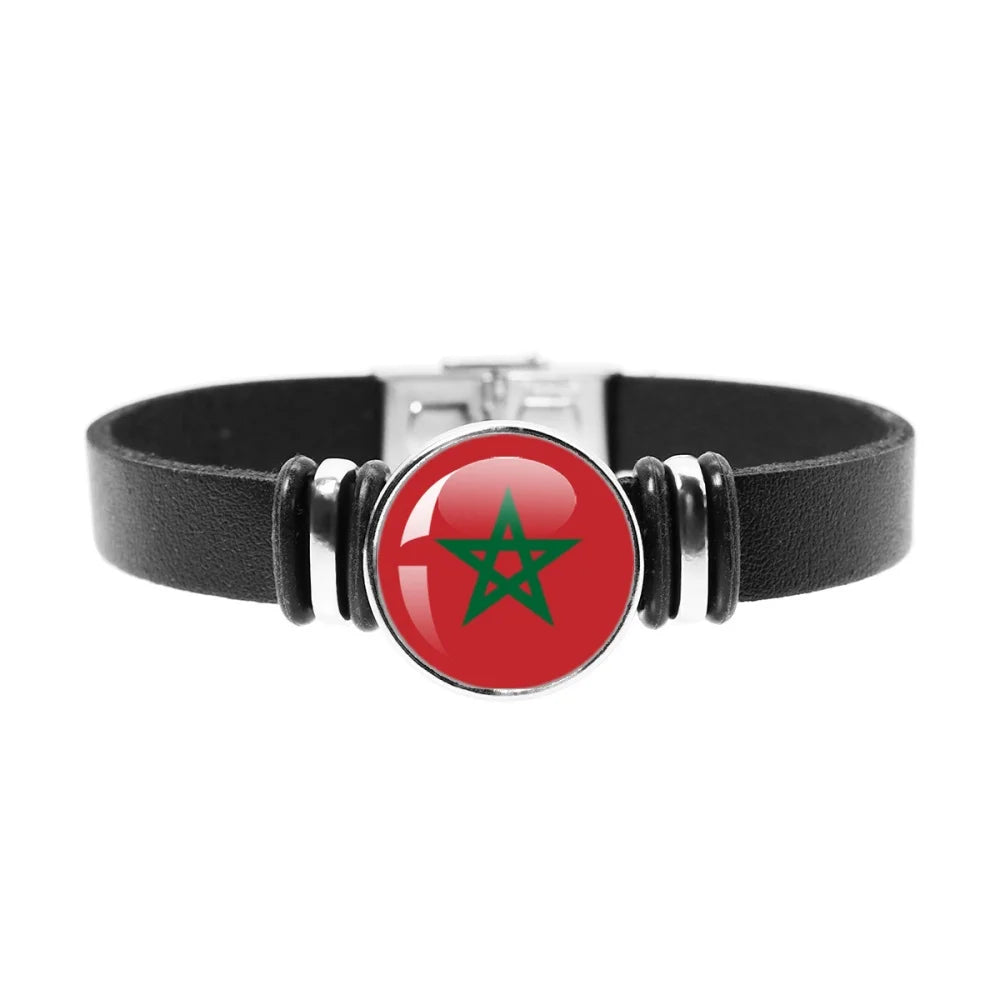 National Flag Bracelet Swiss Mexico Brazil Haiti Australia Germany Watch Strap Leather Bracelet Bangle Fashion Party Jewelry Gif