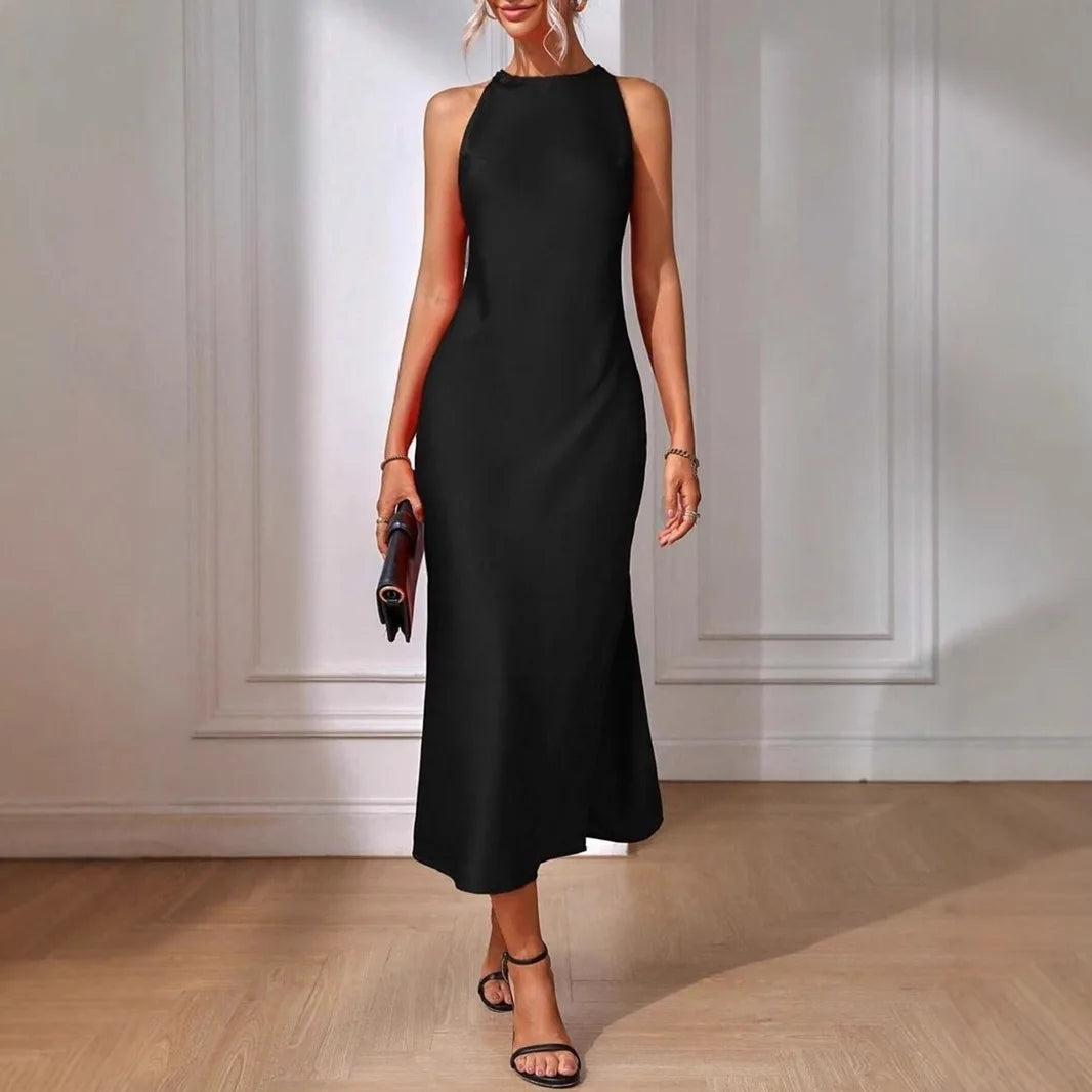 2025 Dress Women Female Clothing Fashion Elegant Evening Party Dresses Satin Dress for Women Spring and Summer Sleeveless Slit