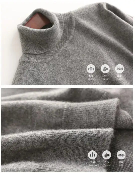 Cashmere Cotton Blend Turtleneck Men Sweater 2024 Autumn Winter Daily Basic Warm Knitted Pullover Man Casual Jumper Pull Homme