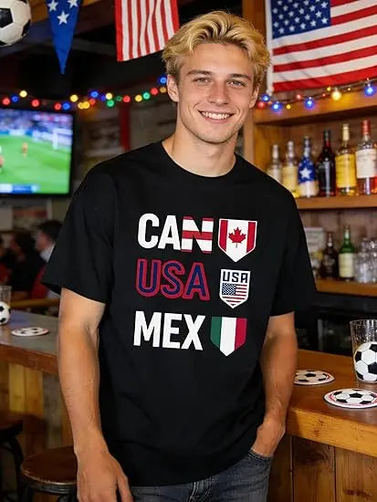 Soccer 2026 Shirts for Women Men USA Shorts Sleeve T-Shirt Football Themed Graphic Tee Top USA Canada Mexico Flags Jersey Gifts