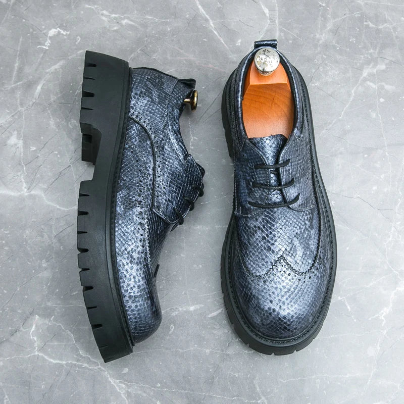 Brogues Men's Luxury Designer Style Thick Sole Shoes Elegant and Sophisticated Gentleman's Shoe Popular Wedding Party Shoes
