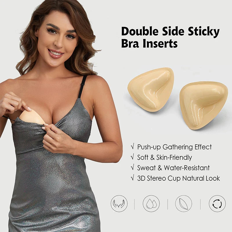 1/2 Pair Ultra Boost Inserts Double-Sided Adhesive Pads Sticky Bikini Padding Inserts for Sports Bra Swimsuit Partywear
