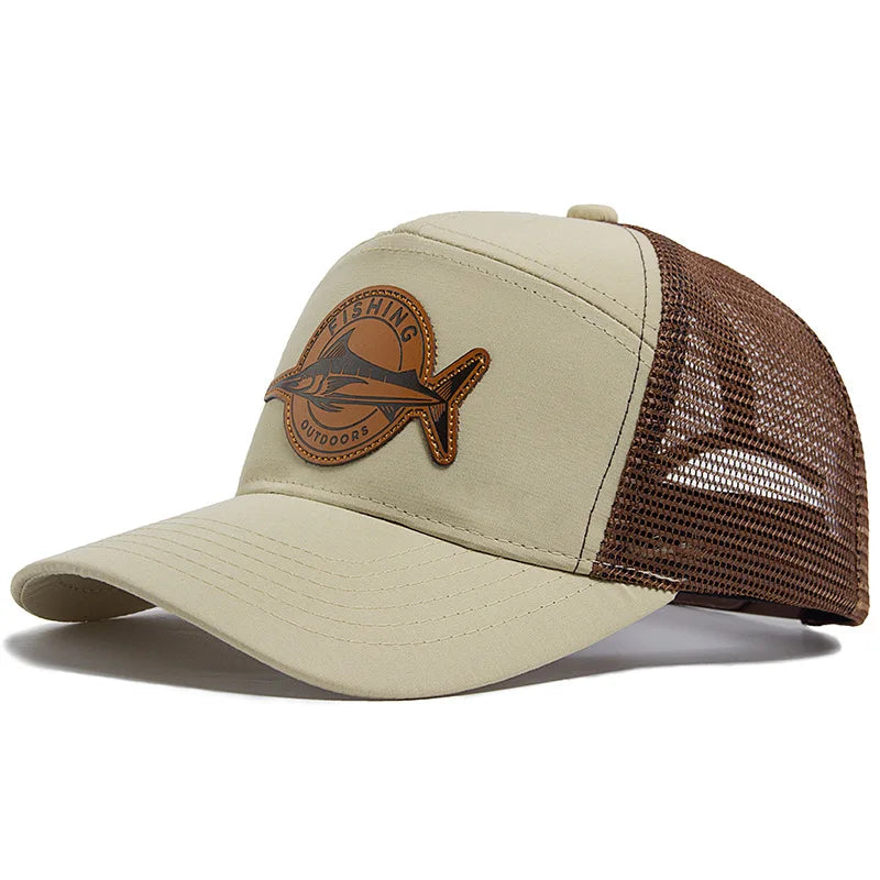 Summer Hot Sale Unisex Seven-Panel Style Trucker Hat Adjustable Baseball Cap Shark Pattern Patch Fishing Hat Mesh  Sports Dad Ha