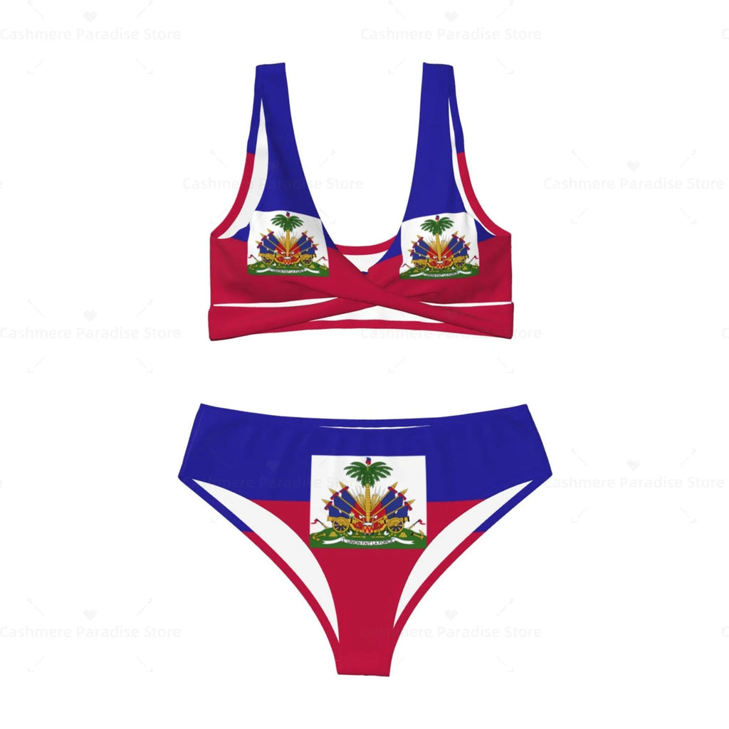 Haiti Flag Women Bikini Set Swimsuit Push Up Female Swimwear Bathing Suit