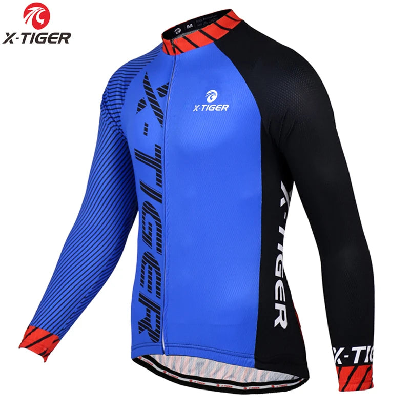 X-TIGER Cycling Jersey Men Long Sleeve MTB Bicycle Cycling Clothing Mountain Bike Sportswear Breathable MTB Shirts Basic Series