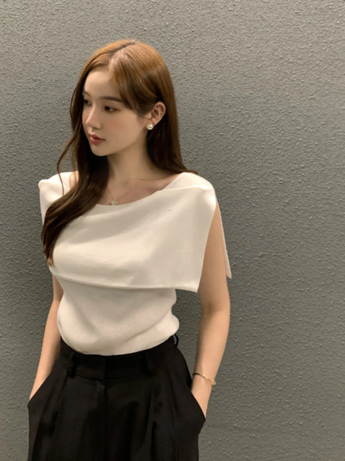Summer Chic Design Svel Knitted Top Women's Faion Belted Stripe Vintage Retro Small Size Korean Sle Vest