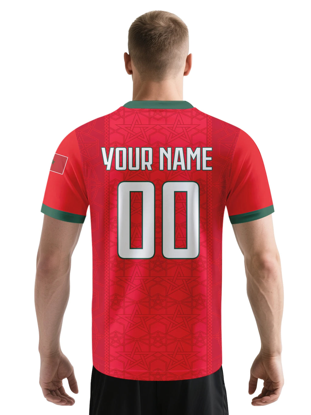 Custom Morocco Football Jersey Personalized with Name Number V-neck Soccer National Team Shirt for Men Youth Women