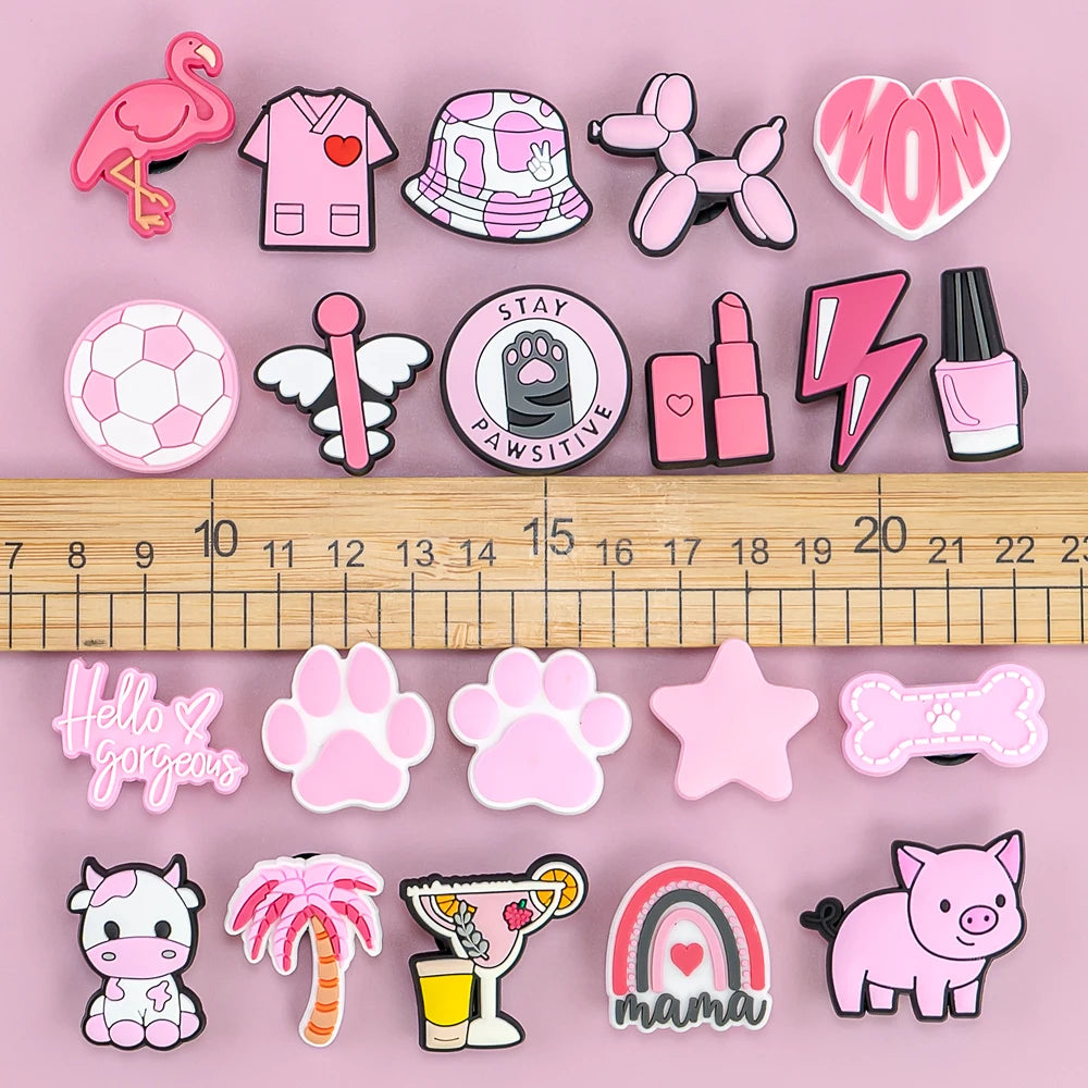 20/30/50/100pcs Random Shoe Charms Cute Cartoon Animal Pink Shoe Accessories Clips Decorations Pin Duck Frog Jeans Set Pendant