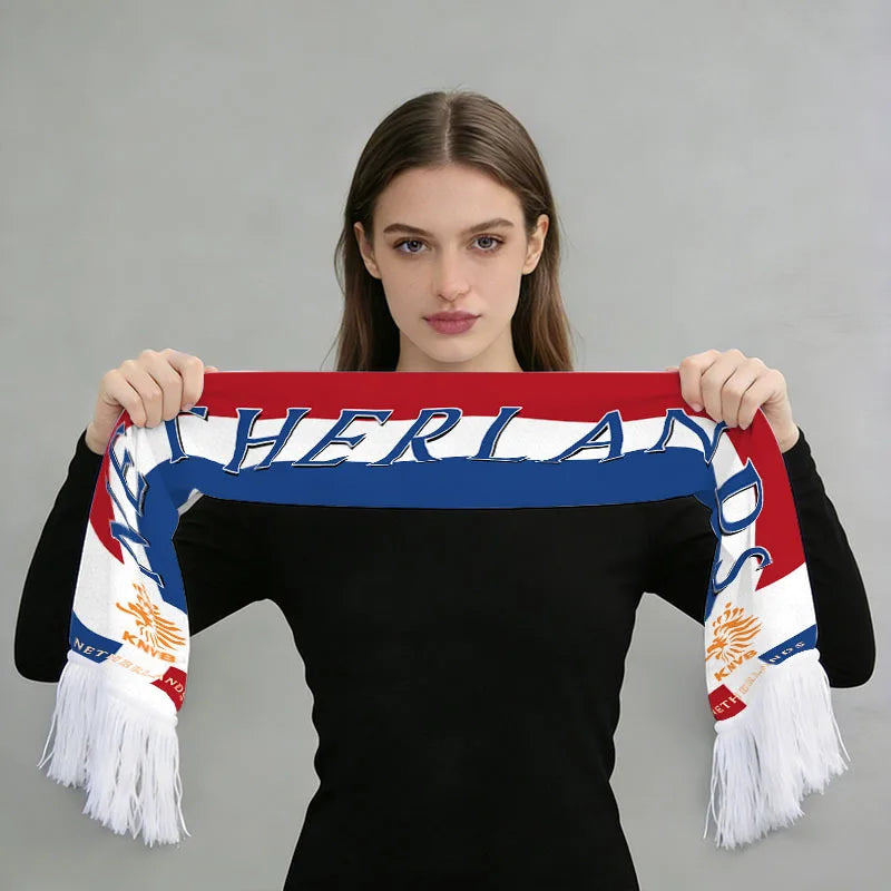2026 Football Fan Scarf Argentina Brazil Portugal France Spain Canada USA Mexico Print Flannel Tassel Cheering Supporter Scarf
