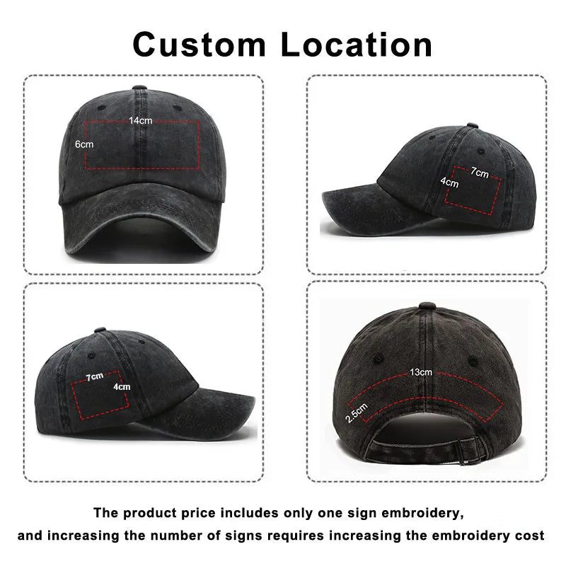 Custom Logo Washed Cotton Baseball Cap Personalized Embroidery Men'S Women Dad Hat Monogram Team Party Gorras