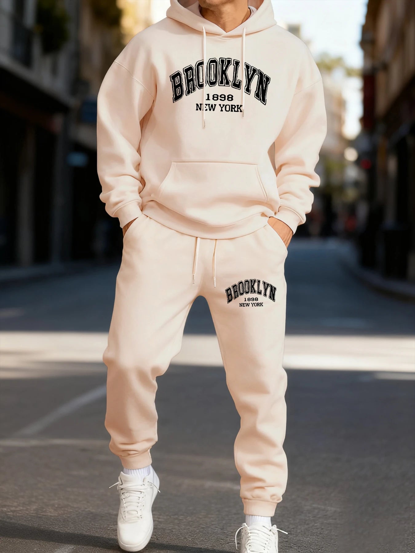 Brooklyn New York 1898 Printing Man Hoodie Set Street Couple'S Two Pices Sets Comfortable Fashion Pants Jogging Loose Streetwear