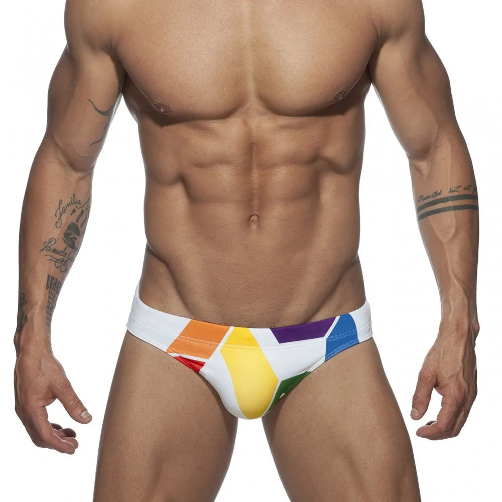 Men's Low Waist Printed Triangle Swimsuit Tight Tether Swimsuit Men's Cup Anti-Embarrassment Shorts BS417