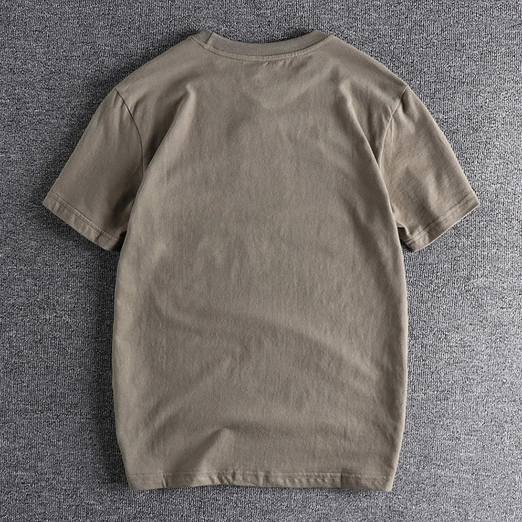 Summer new wash matte comfortable short sleeve t-shirt men's rhinoceros Vintage Print versatile youth fashion casual half sleeve