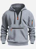 2024 Men's Hooded Sweater Leisure Sports Pullover Retro Harajuku Long Sleeve Zipper Multi-pocket Casual Loose Coat Street Wear