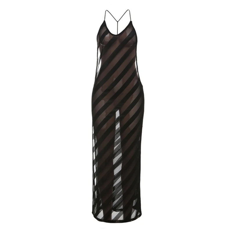 Black Evening Dresses For Women Clothing Backless Vestidos Elegantes Para Mujer See Through Sexi Night Dress Hot Club Outfit