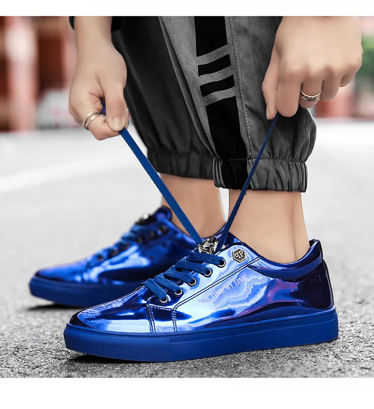 Men Casual Shoes Patent Leather Flats Loafers Tiger Skate Men Cool Driving Shoes Male Walking Shoes Sneakers Dress Footwears 47