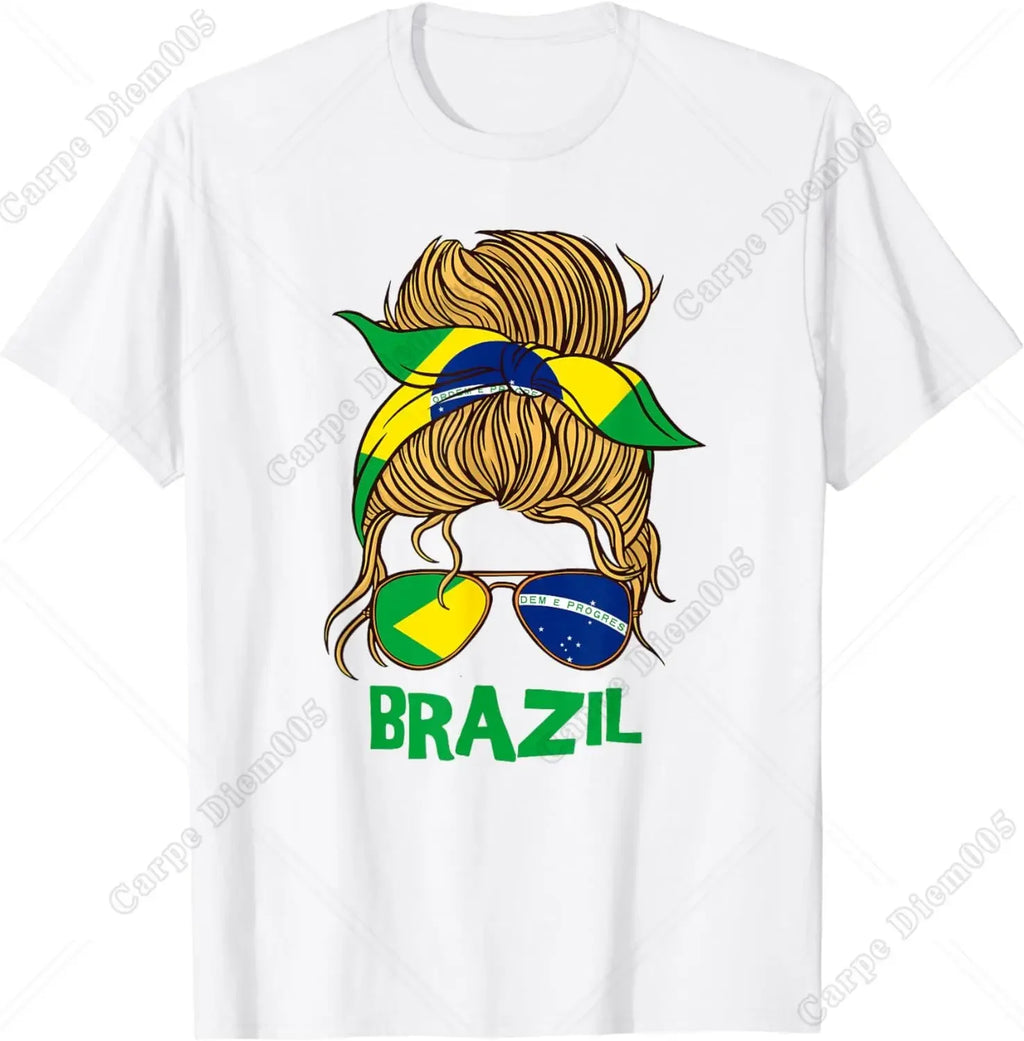 Brazil for Girl Brazilian Flag for Women Brasileira T-Shirt for  Women Streetwear Shirts All Seasons  Brazilian Beauties