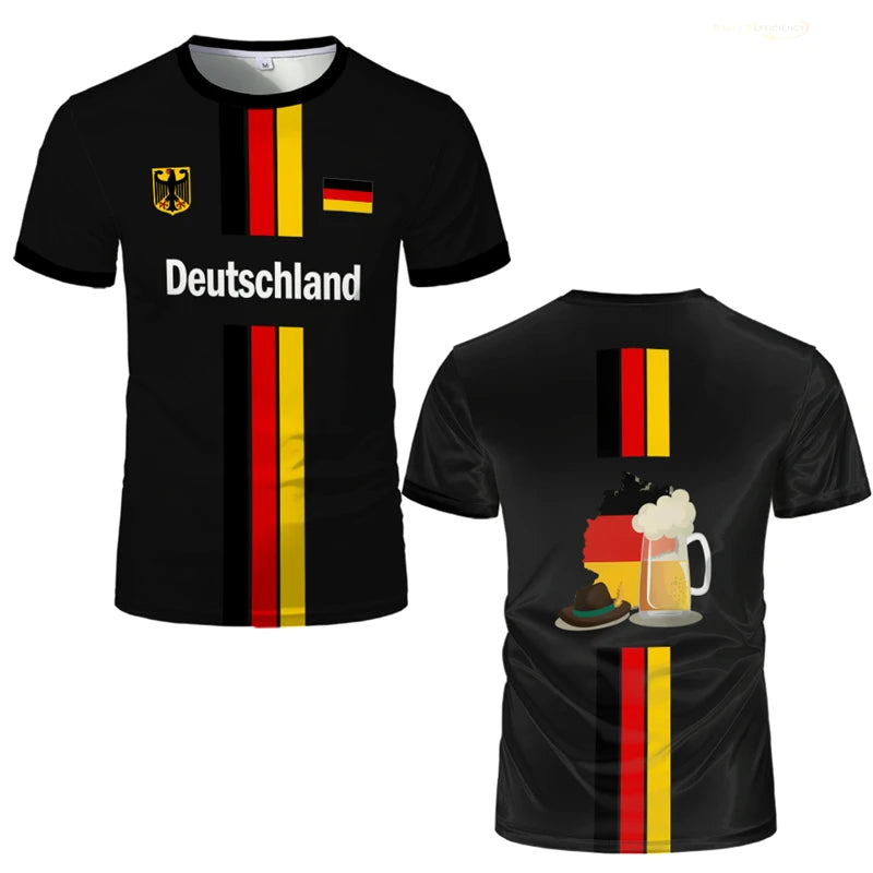 New Design Germany Football Jersey T-shirt For Men German Flag Pattern Short-sleeved Tees Tops Summer Sports Oversized Tshirt