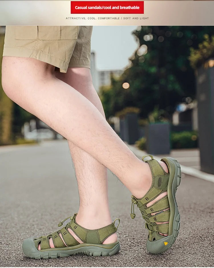 Fashion Men's Casual Mesh Outdoor Beach Sandals Light Breathable Shoe for Men Anti-slip Waterproof Sandal Man Comfortable Shoes