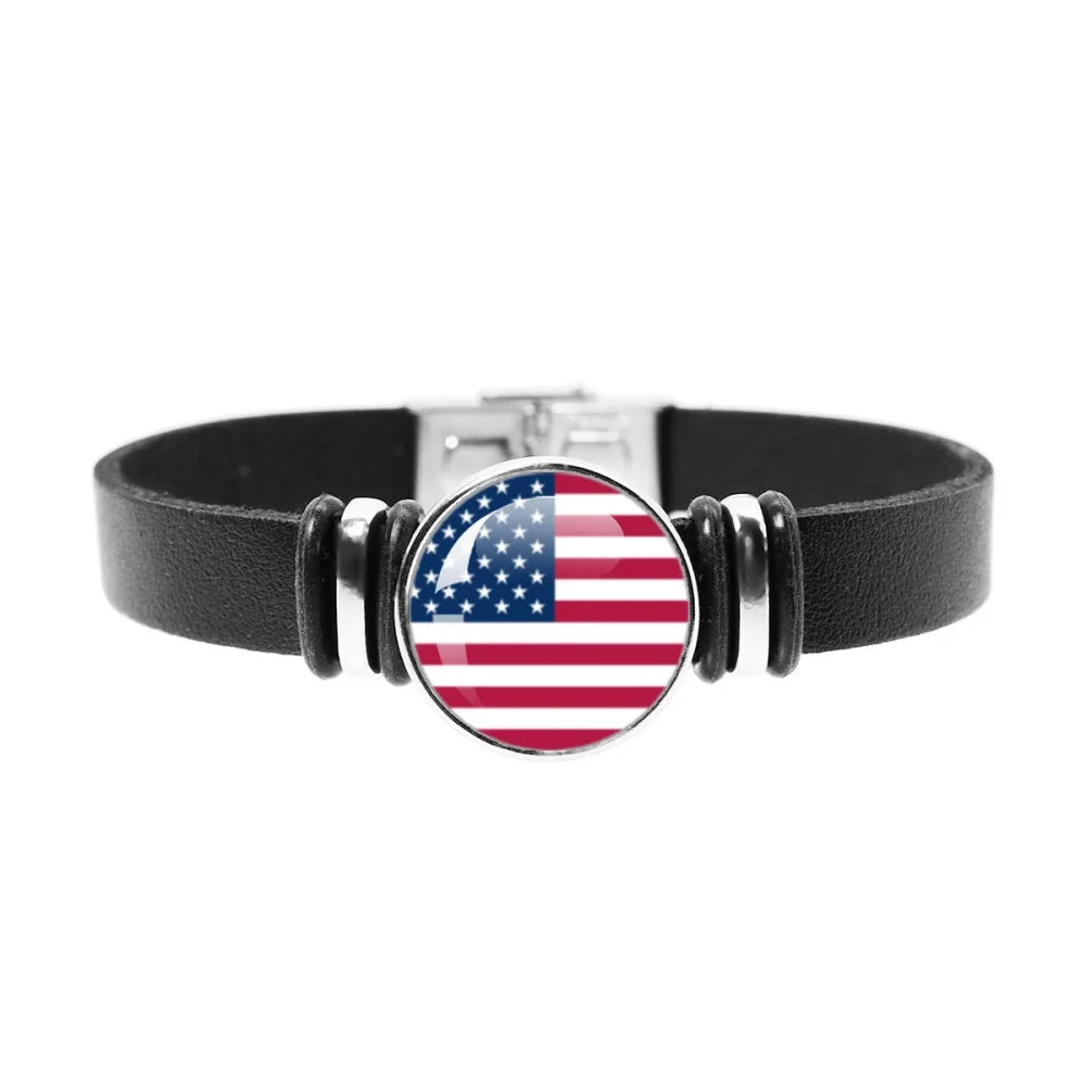 National Flag Bracelet Swiss Mexico Brazil Haiti Australia Germany Watch Strap Leather Bracelet Bangle Fashion Party Jewelry Gif