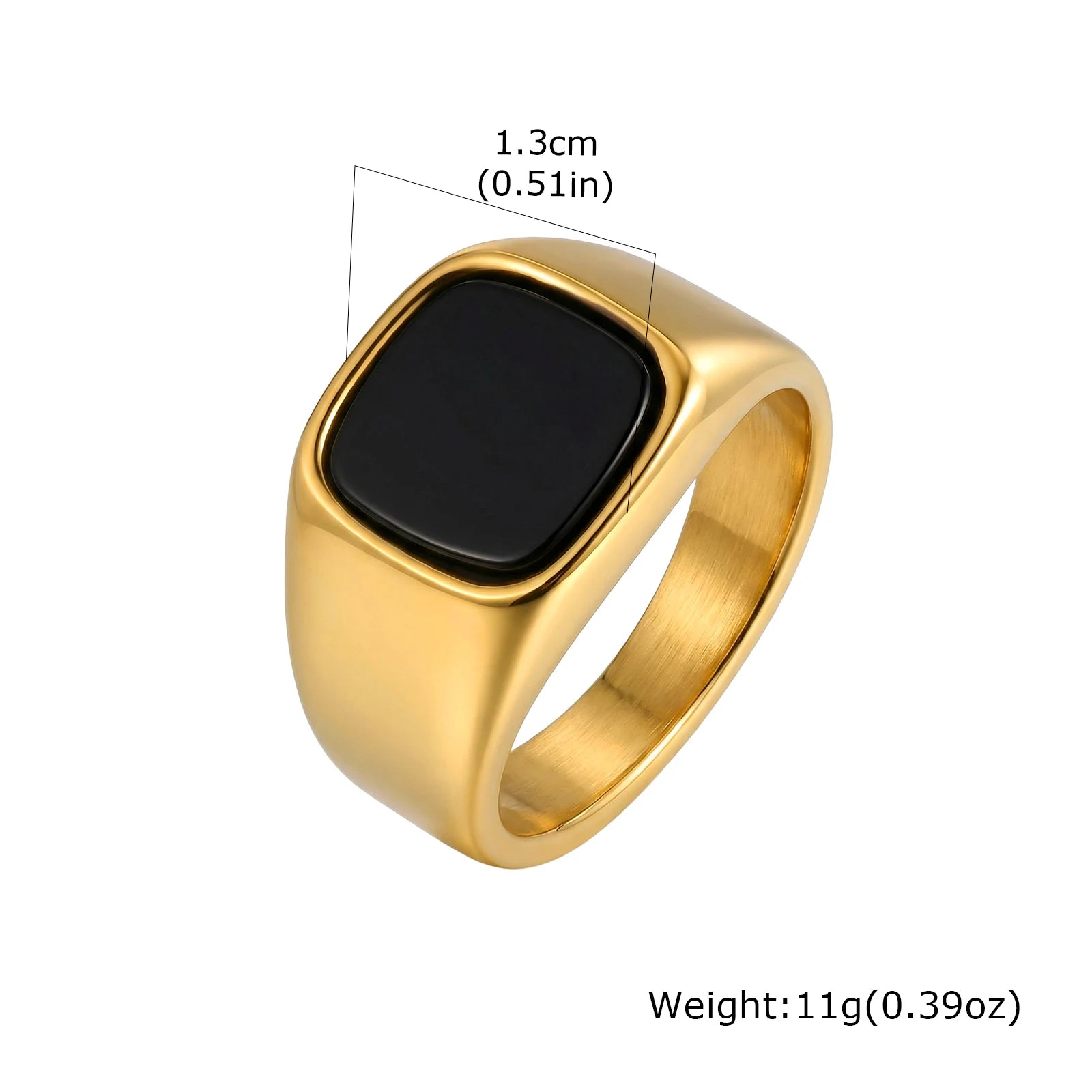 Stylish Square Natural Stone Ring for Men,Waterproof Stainless Steel Signet Ring,Birthday Party Gift for Him Dad
