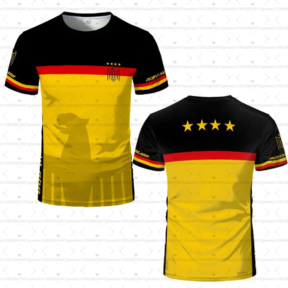 2026 men Germany Football Jersey Flag Print T-shirt Men Women Quick Dry Soccer Training Casual Streetwear Short Sleeve Sport Top